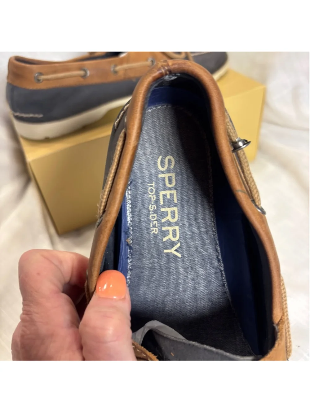 SPERRY Top-Siders Navy LEATHER, sz 8.5
